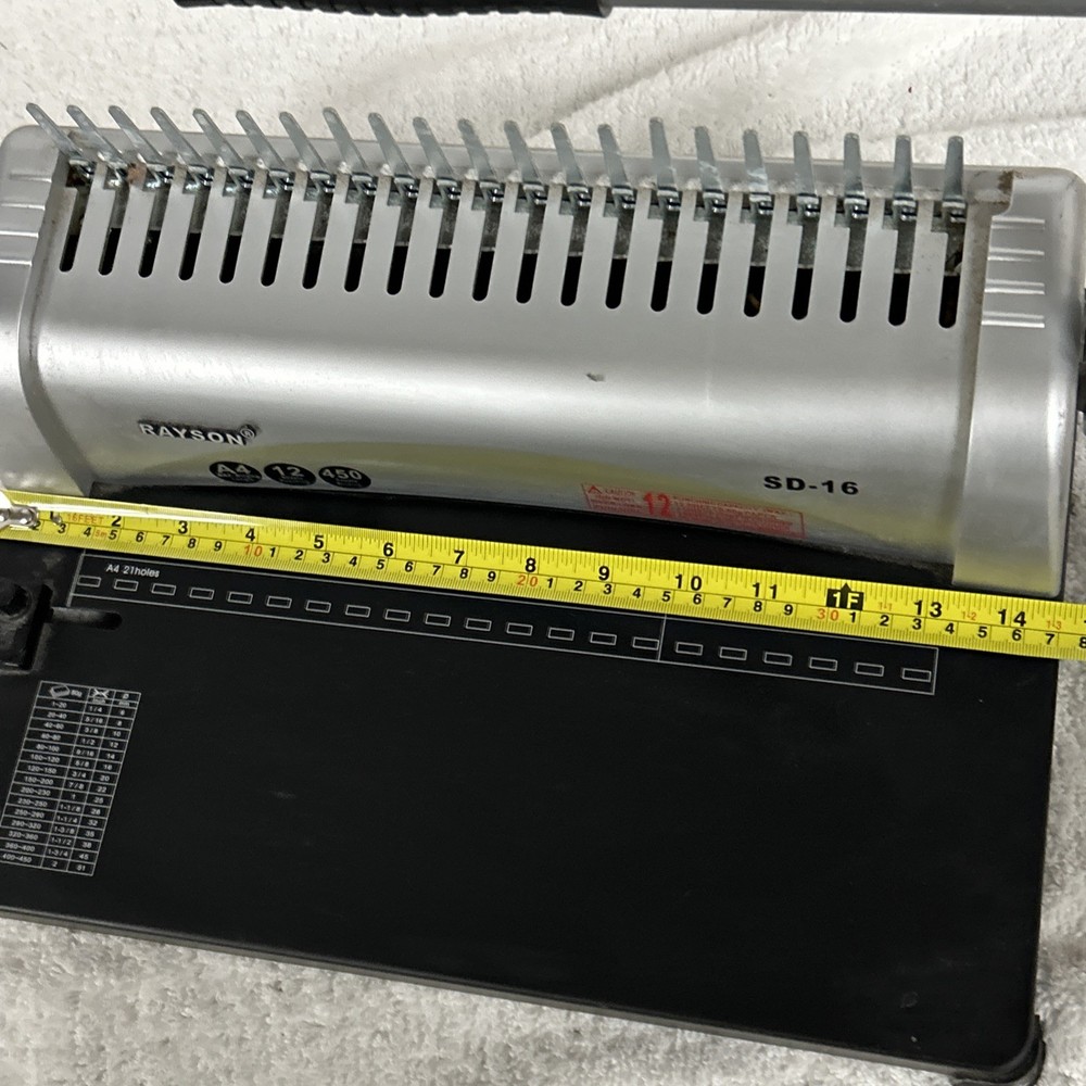 Rayson SD16 Comb Binding Machine - A4 Max Binding Length 12 Sheets Punching EXC