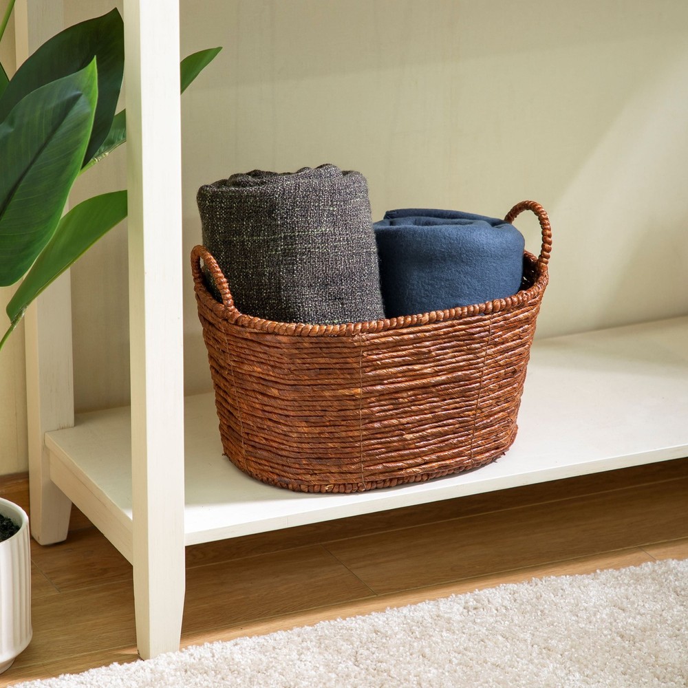Brown Handwoven Maize Basket Oval