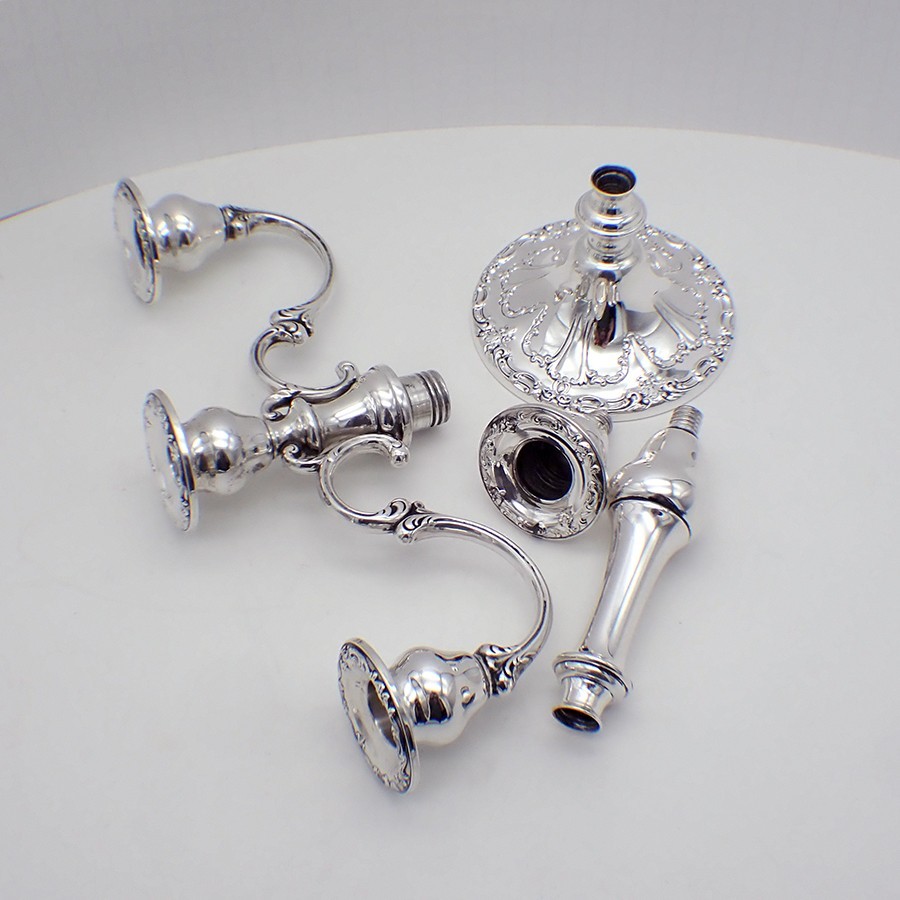 Chantilly Duchess Three Light Candelabra Pair Gorham Nr 750 Sterling Silver