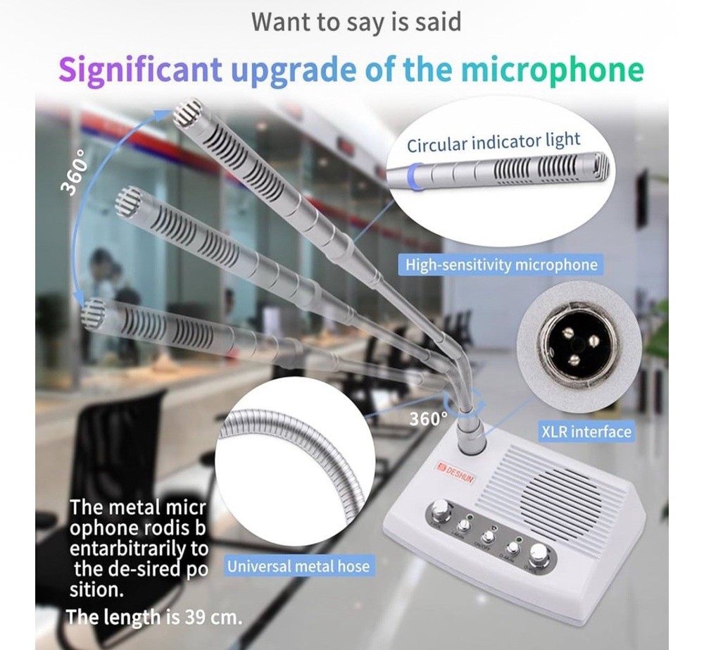 DESHUN DS-989 Window Intercom Business Full Duplex Window Speaker System - White