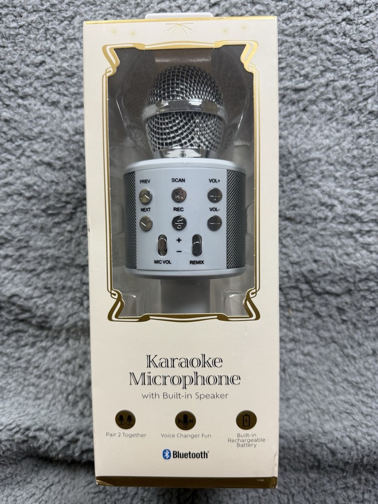 VIVITAR Wireless Karaoke Bluetooth Party Speaker Handheld Microphone White