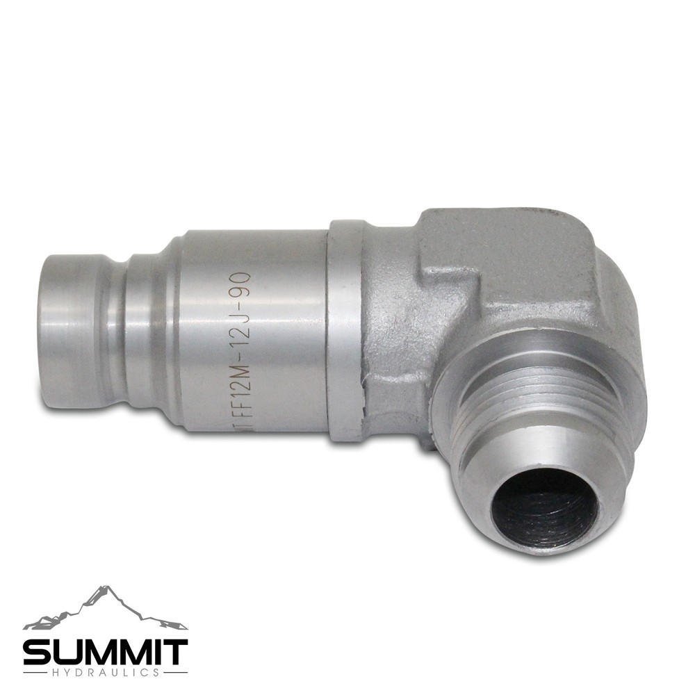 90 Degree Flat Face Hydraulic Quick Connect Coupler Set, 3/4″ JIC Male Thread