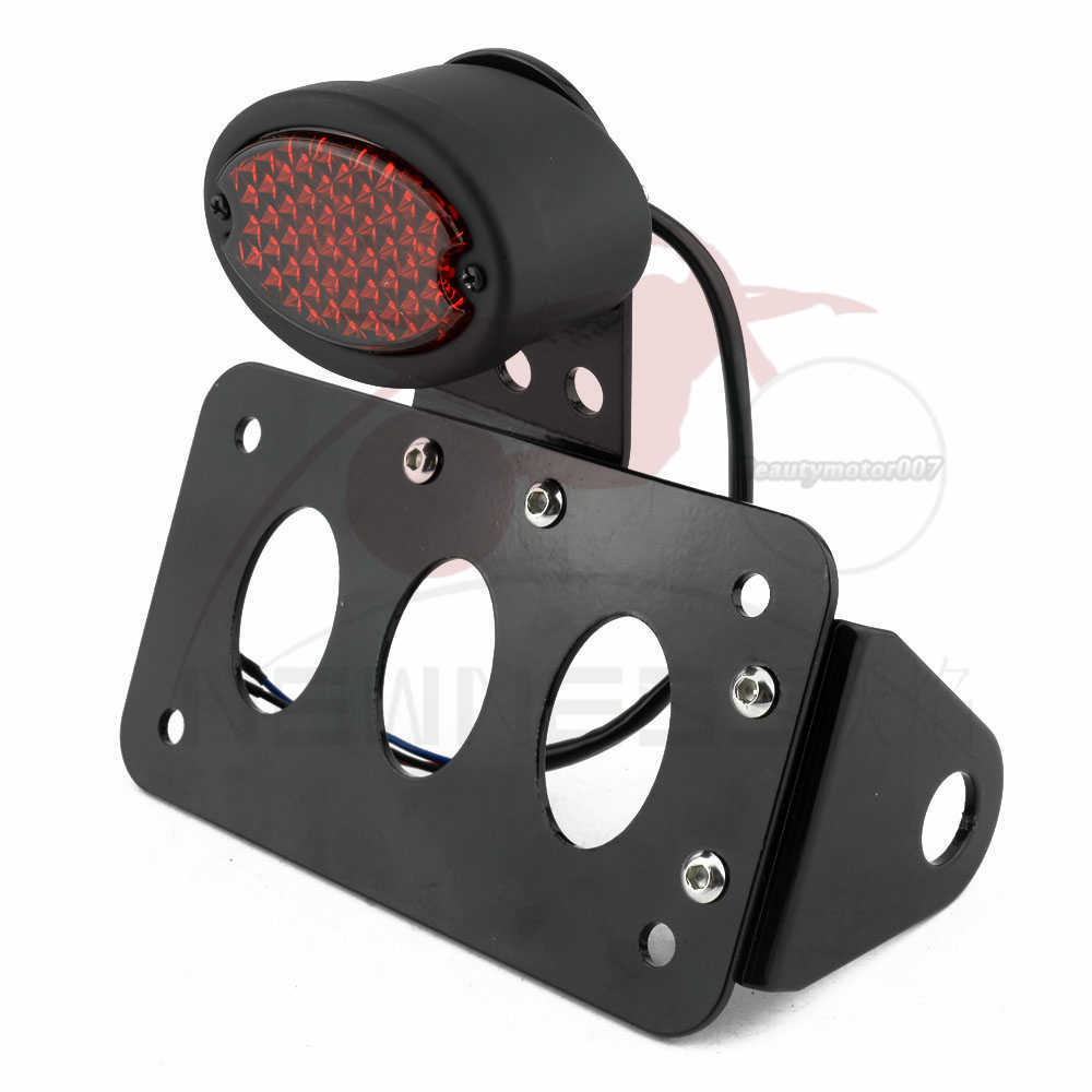 LED Motorcycle Side Mount License Plate Tail Light Bracket Custom Bobber Chopper