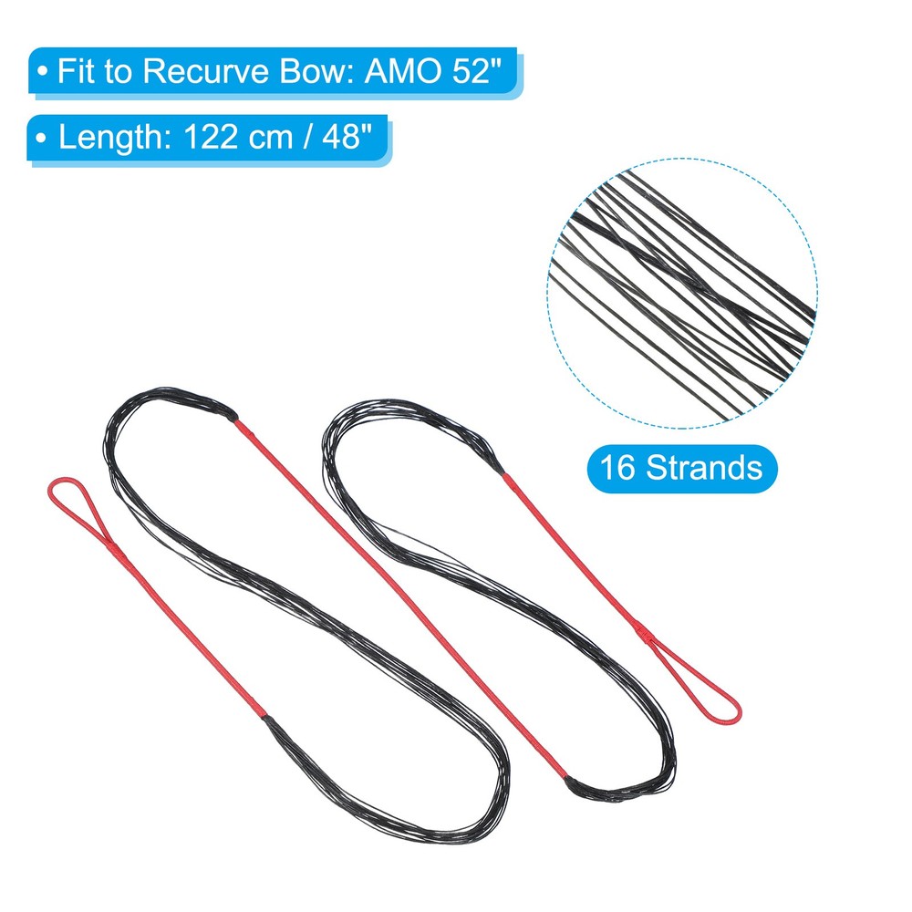 Bow String Replacement,16 Strands with Nock Point for AMO 52", Red-Black