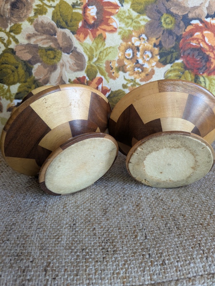 1960s Vintage Checkered Wood Sconces Pair