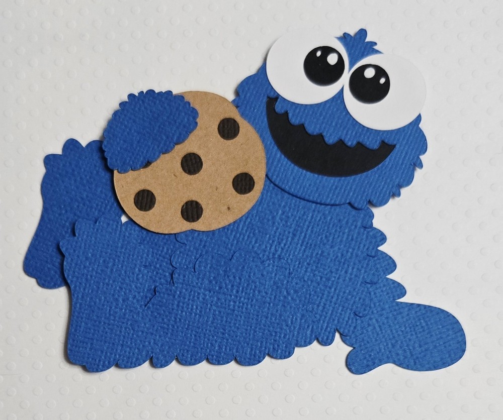 Cookie Monster Sitting Left Inspired. Scrapbook, Card making Paper Piecing