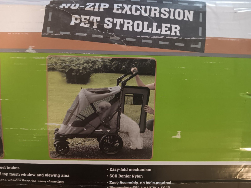 Pet Gear NO-Zip Excursion 4-Wheel Stroller Dual Entry Push Button
