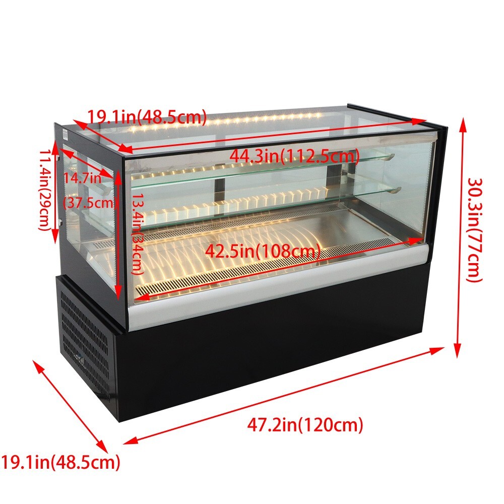 47" Desktop Refrigerated Display Cooler Cabinet Bakery Showcase Back Open 220V