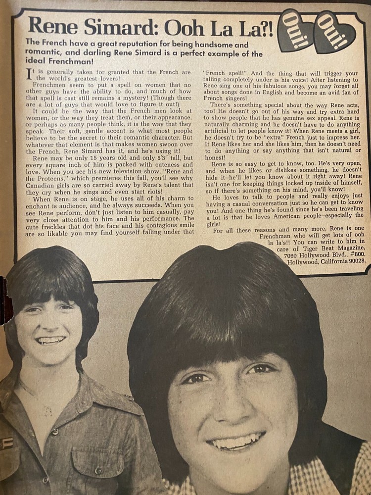 Rene Simard, Full Page Vintage Clipping, aa