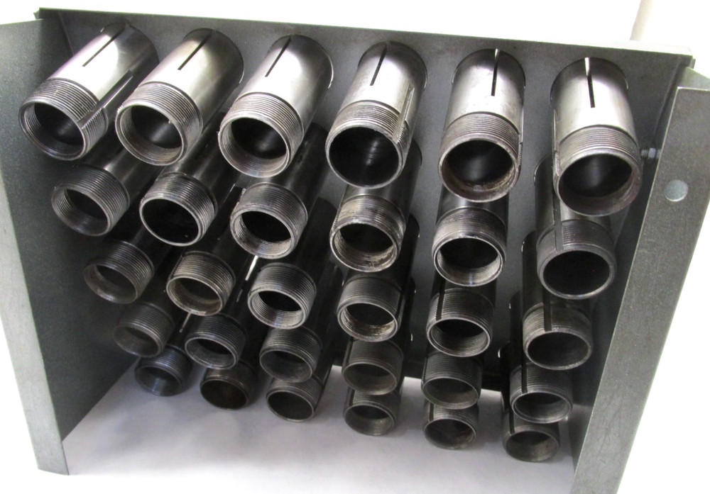 30 HARDINGE ASSORTED 5C ROUND COLLETS w/ RACK