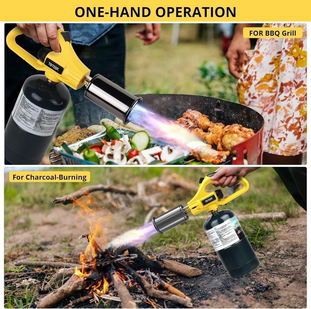 Multi-Use Propane Torch with Continuous Flame Mode—Sear, Roast, and Grill Safely