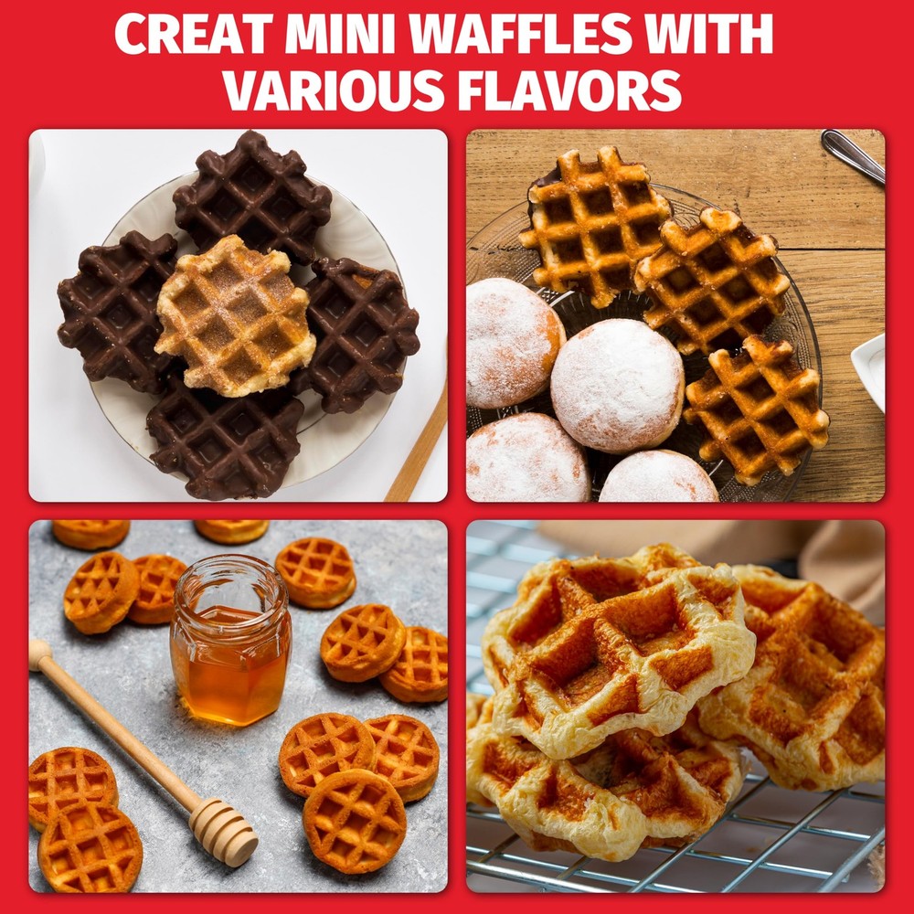 Mini Waffle Maker Machine, Tiny Waffle Bites Iron for Kids, Bake 8 x 2'' Tiny...