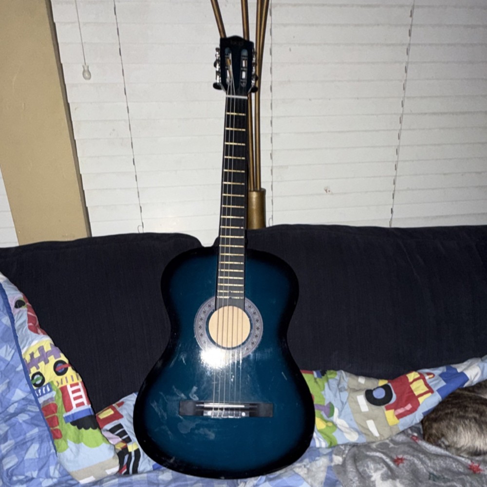 Blue Classical Guitar 6 String Right-Handed Standard Body