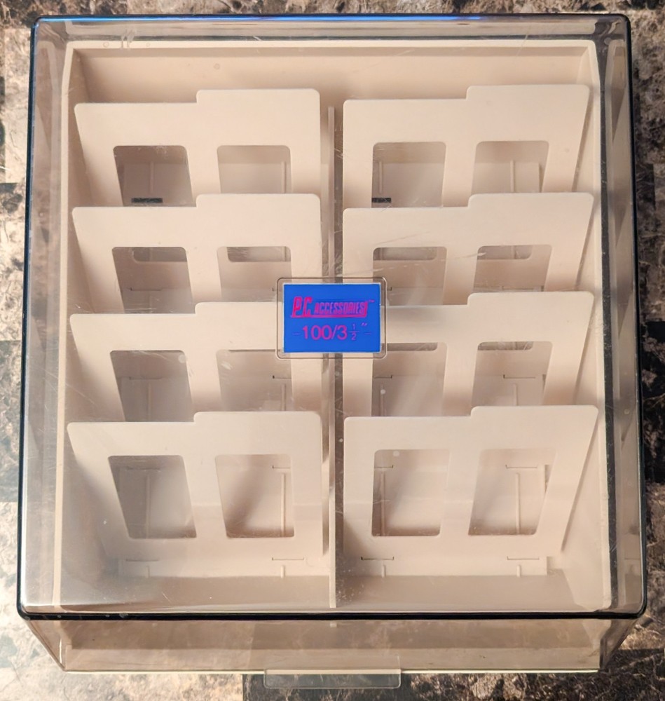 Vintage PC Accessories 100 3.5" Diskette Floppy Disk Disc Storage Box Case