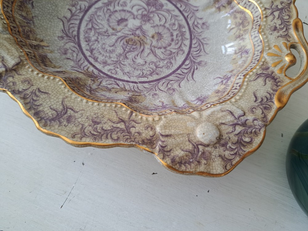 Vintage Crackele Ceramic Dish 14x12