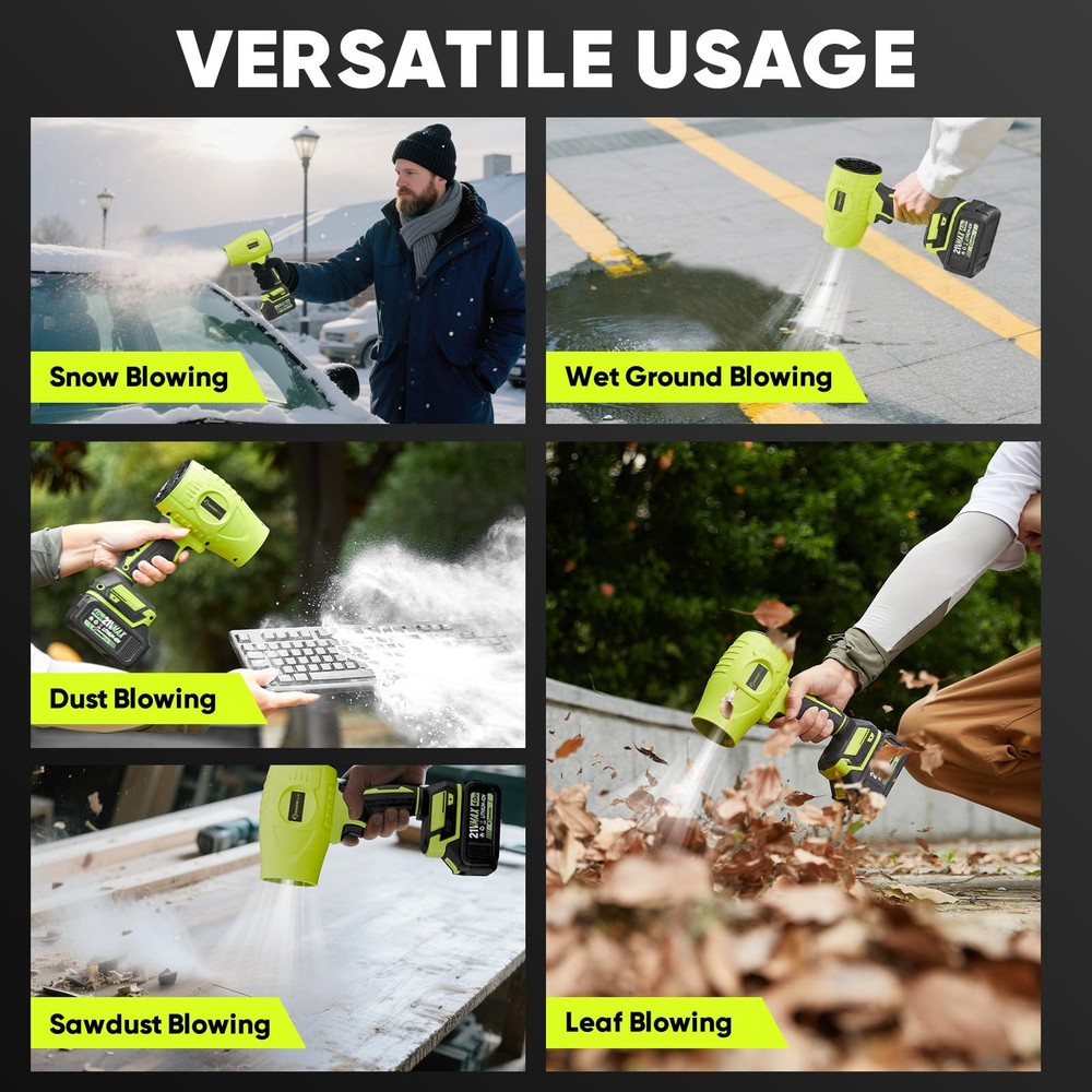 Sakerplus Portable Dust Cleaner, Blower Leaf Cordless, Handheld Green