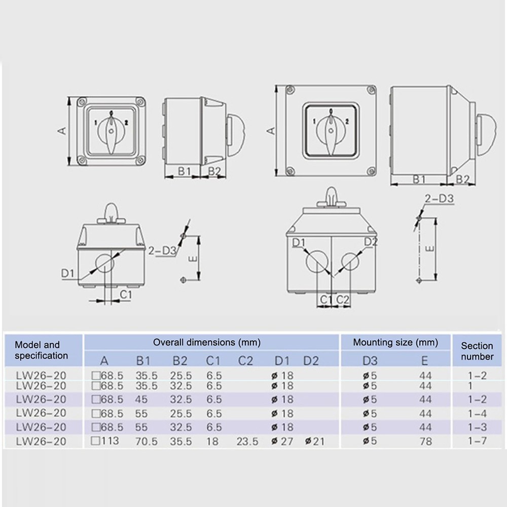High Quality Switch Transfer Switch LW26-20/2 Switch Universal