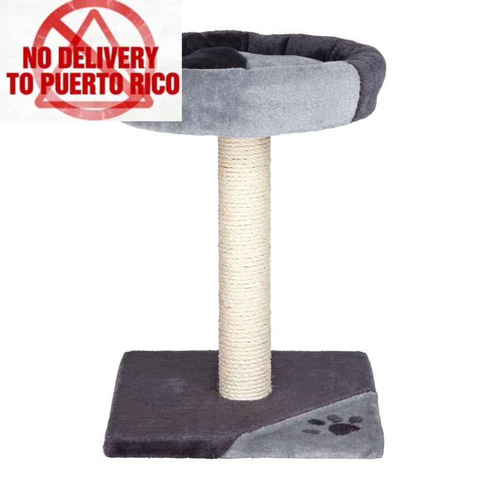 Junior Tarifa Plush &Sisal 20.5" Scratching Post with Padded Platform, Dark Gray