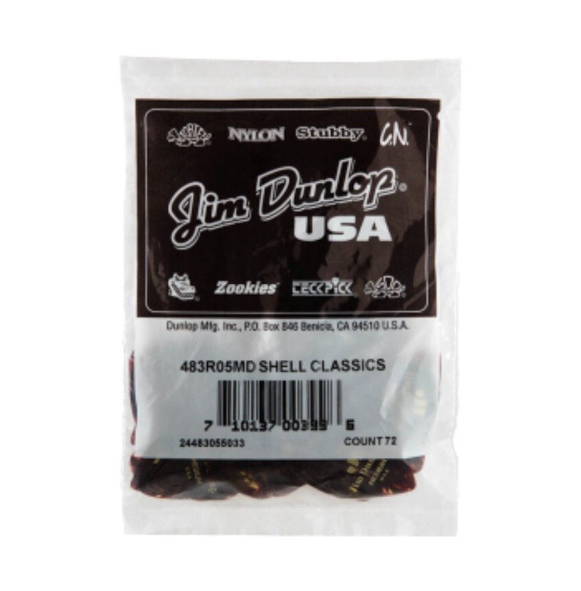 Dunlop Celluloid Shell Classic Medium Picks, 6 Pack, 483R05MD