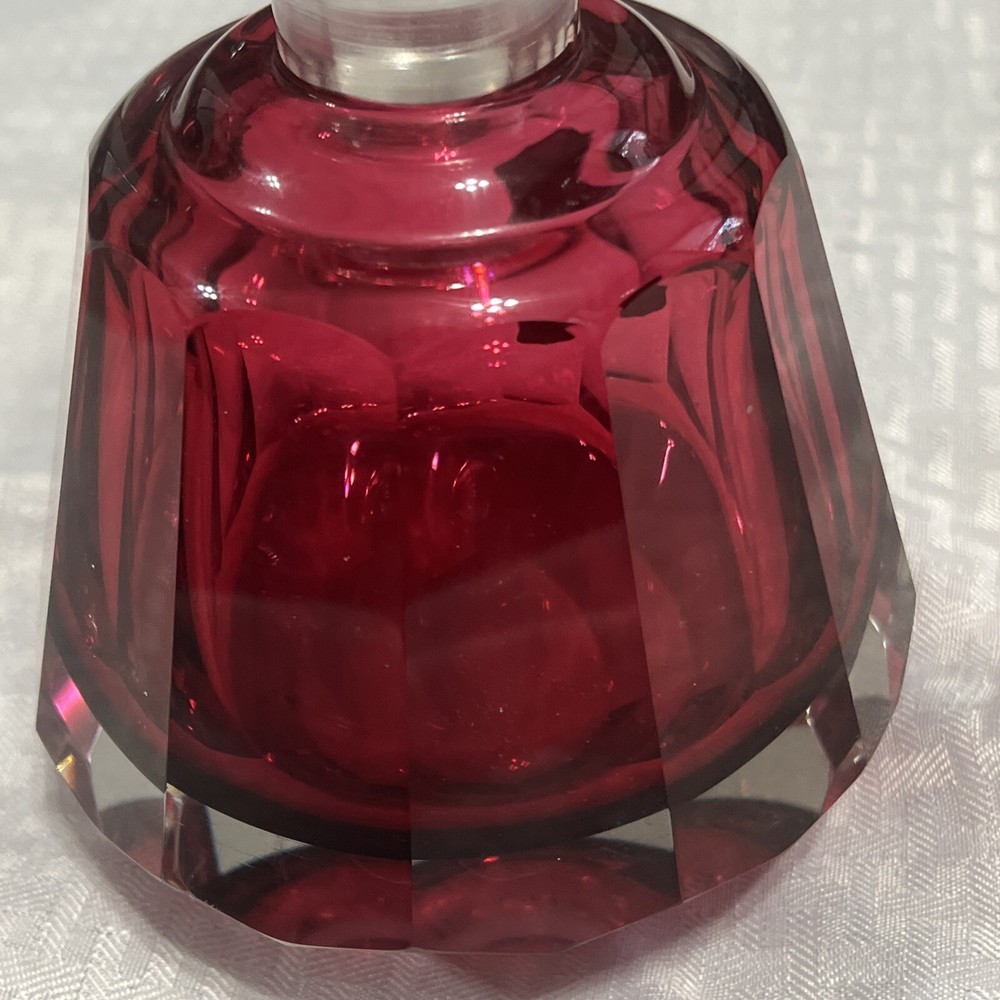 VINTAGE RUBY RED HEAVY CRYSTAL DECANTER- STUNNING!