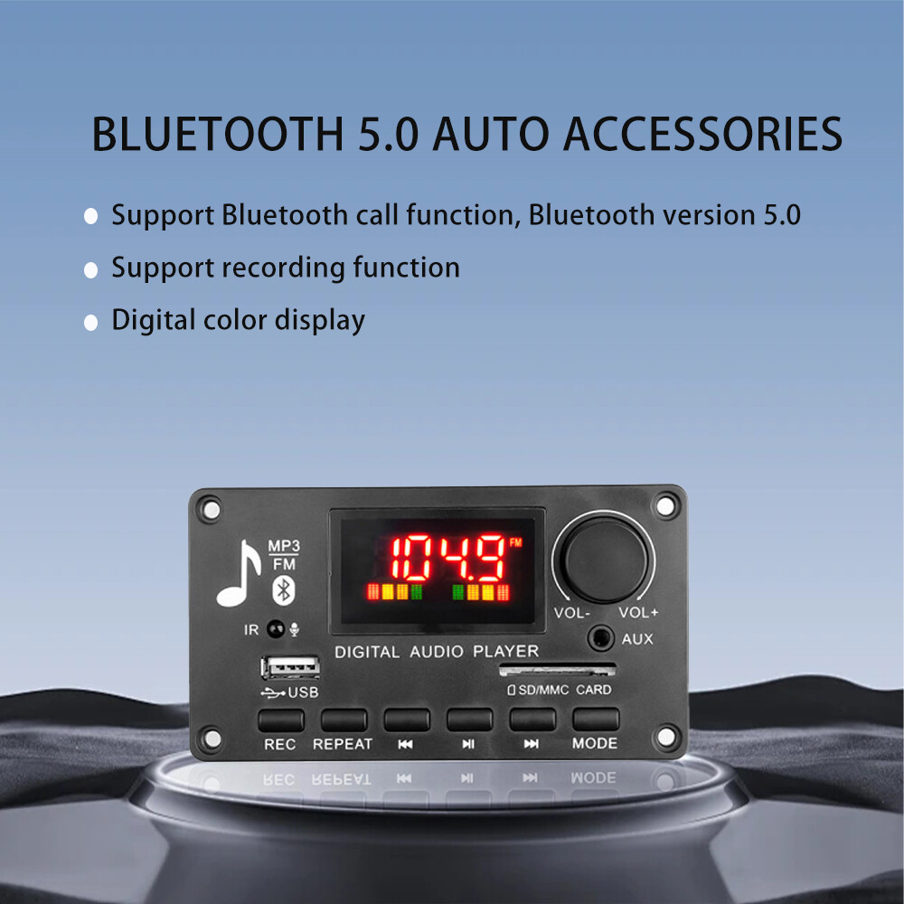 Amplifier Decoder Board 2 x 40W with Bluetooth 5.0, MP3 Player and IR FM Radio,