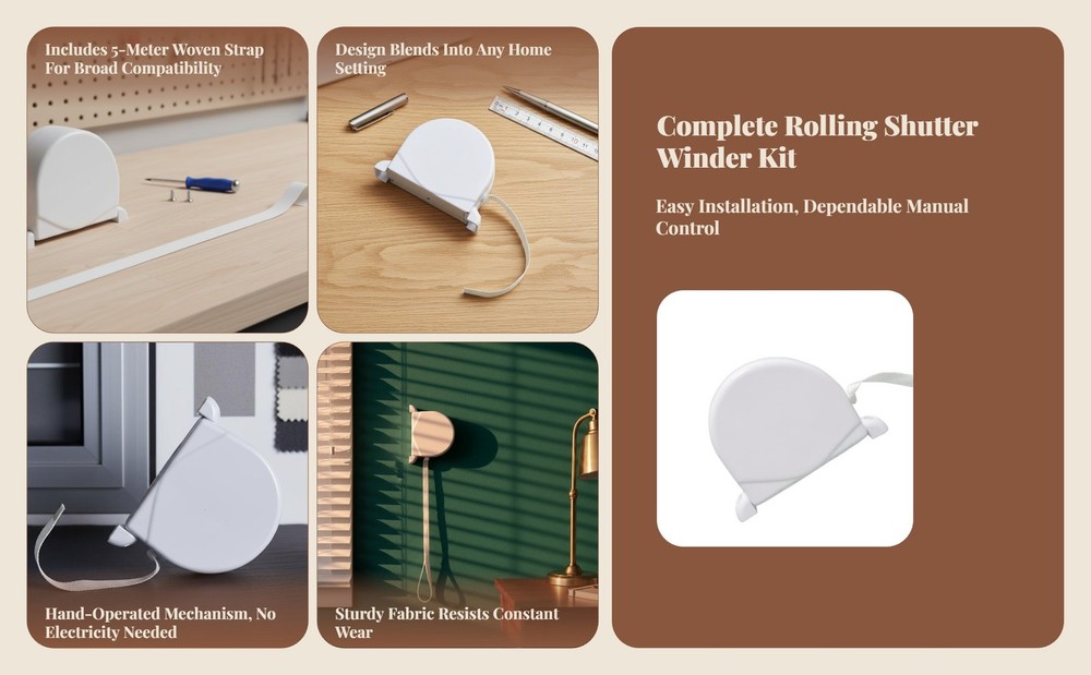 Window Wrap Holder, Roller Shutter Window Winder Box, with 1 Roll 5M Webbing