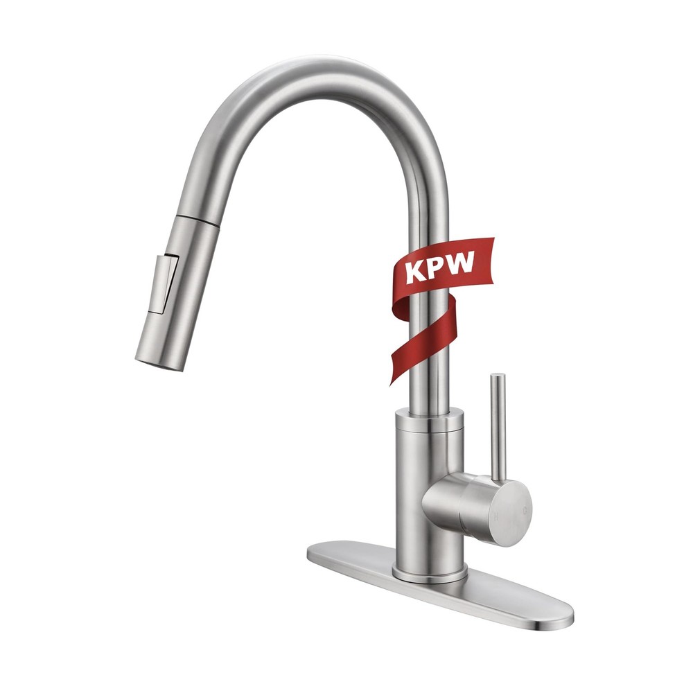 Kitchen Faucet with Pull-Down Sprayer, Brushed Nickel, High-Arc Single Handle...