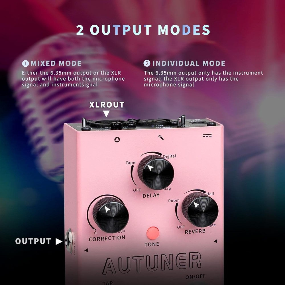 Autuner Vocal Effects Processor Voice Pedal Pitch Correction Reverb Delay Guitar