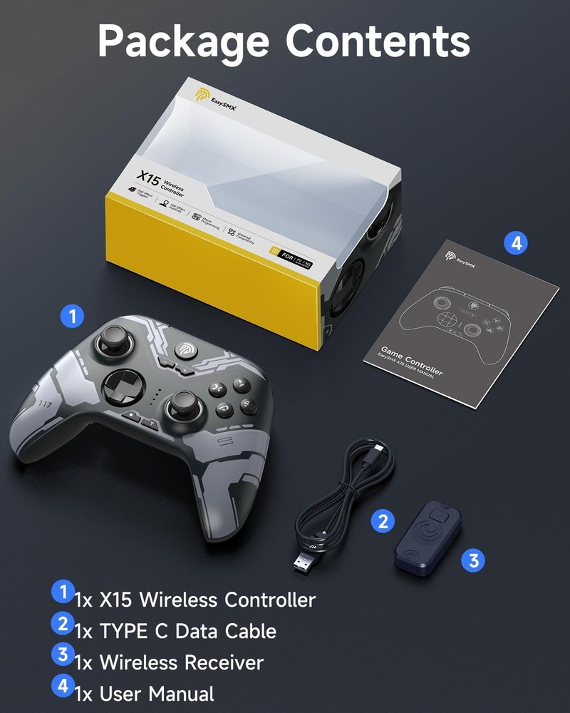 X15 Wireless Gamepad for PC, Switch & Android - RGB, Ergonomic & Customizable