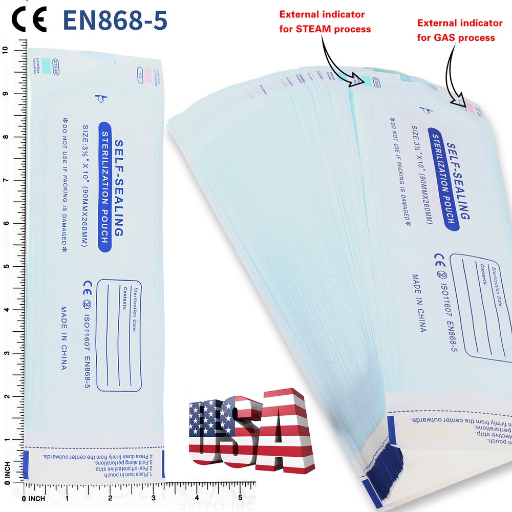 Self-ing Sterilization Pouches 3.5" x 10" 200 Pcs / Box ns