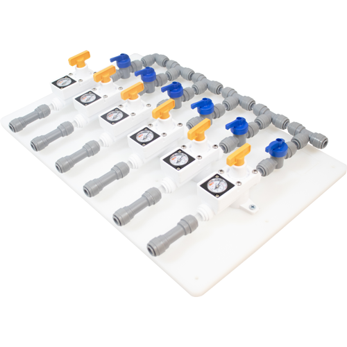 Duotight Draft Regulator Board | Gas Manifold | 6 Way w/ Valves & all shown