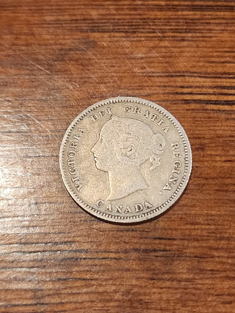 1885 Canada 5 Cents Large 5 Silver Coin