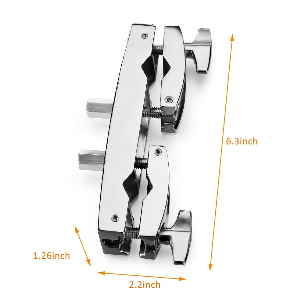 Cymbal Stand Multi-Clamp, Silver Drum Clamp Mount, Adjustable
