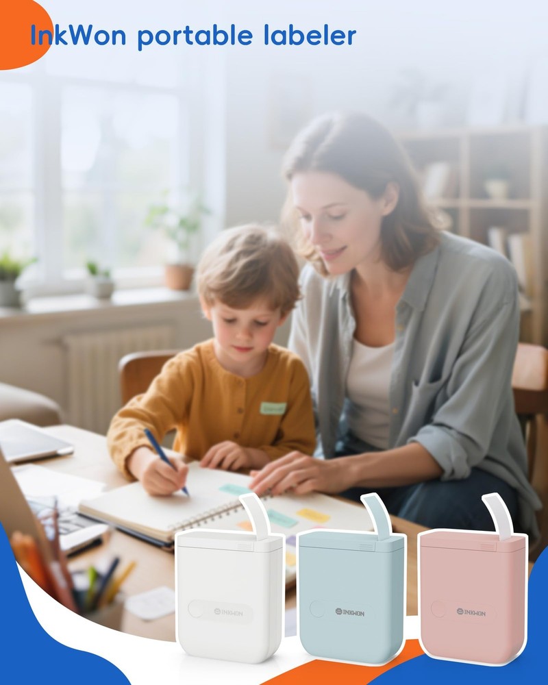 D110 Label Maker Machine with Tape, Bluetooth Mini Label Maker with Various T...