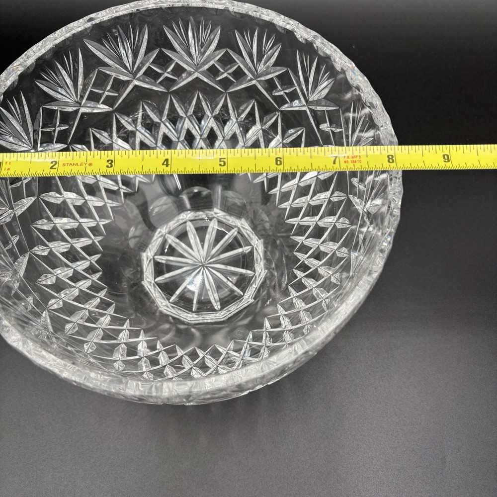 Stunning Vintage Cut Crystal Large Bowl 8”
