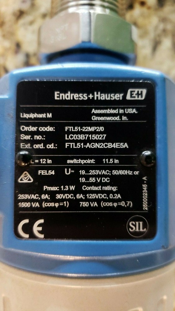 ENDRESS + HAUSER FTL51-22MP2/0 POINT LEVEL SWITCH