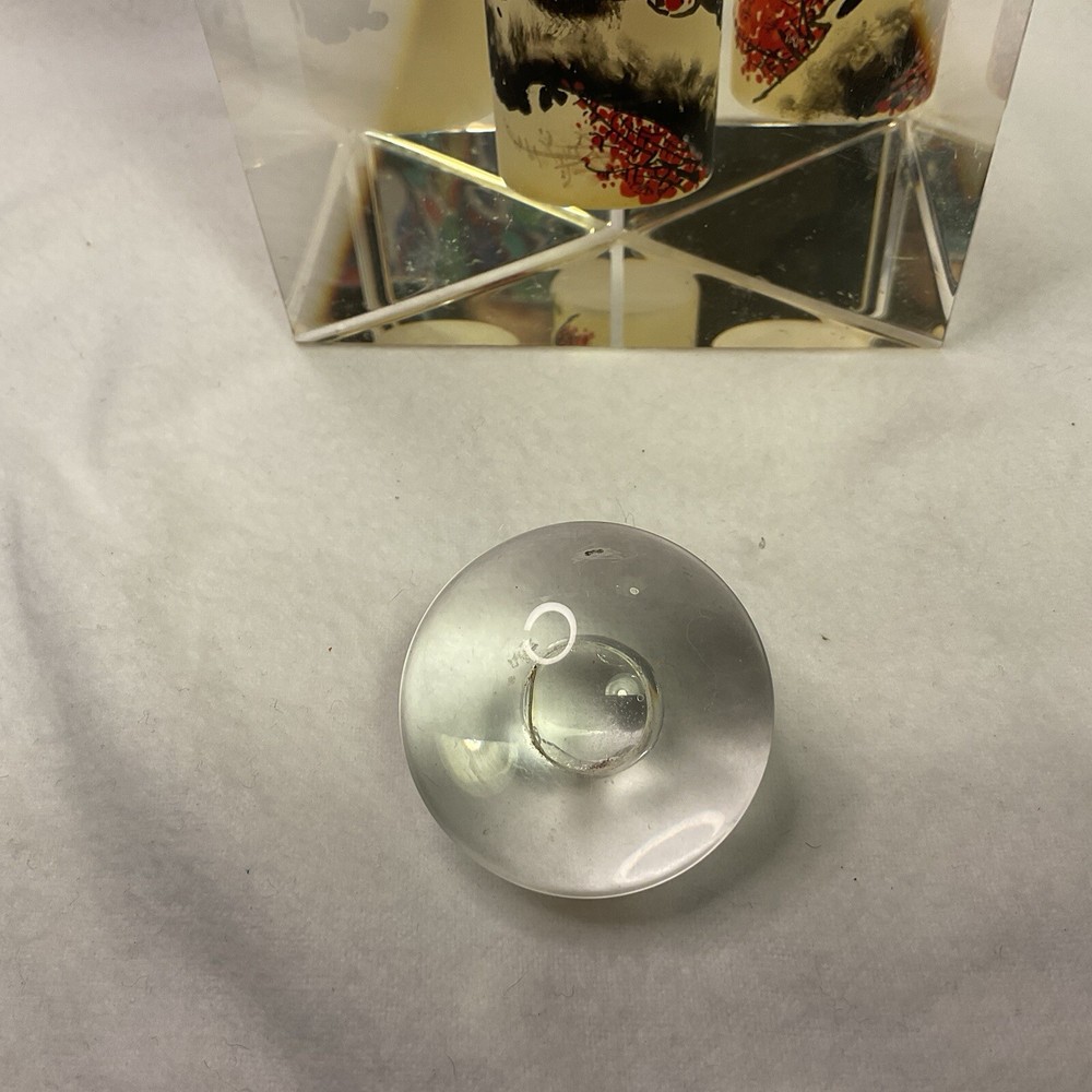 Vintage Triangle Perfume / Snuff Bottle, Reverse Hand Painted- 7.75 "