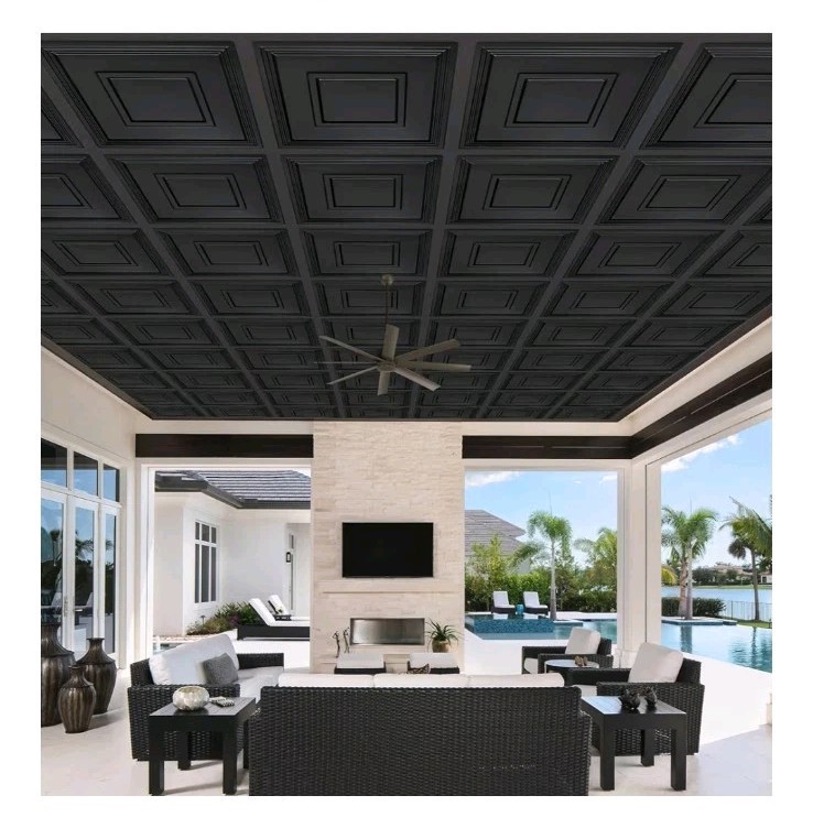 STICKGOO Black Drop Ceiling Tile 2ft x 2ft, Ceiling Panel 24"x24" 12 Pack