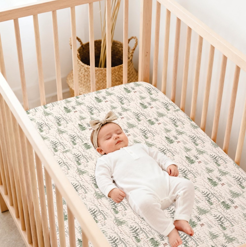 Fitted Crib Sheets 2-Pack: Soft Muslin Cotton for Standard Crib - Boho Forest...