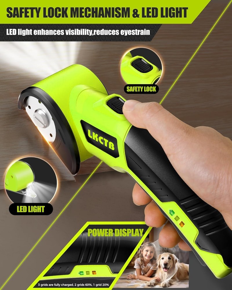 Electric Scissors, Cardboard Cutter, With LED Light, High-Efficiency Brushless