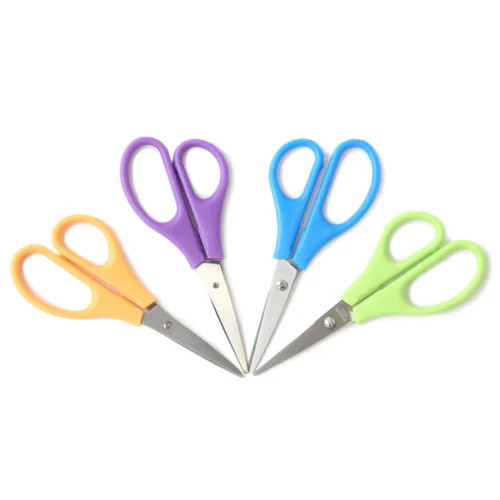 4-Pack 5" Pointed Tip Scissors – Assorted Colors, Comfort Grip, Ages 4+