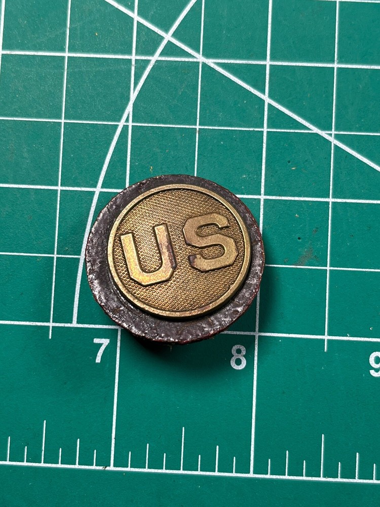 WW1 Inter War US Collar Disk with Leather Backing