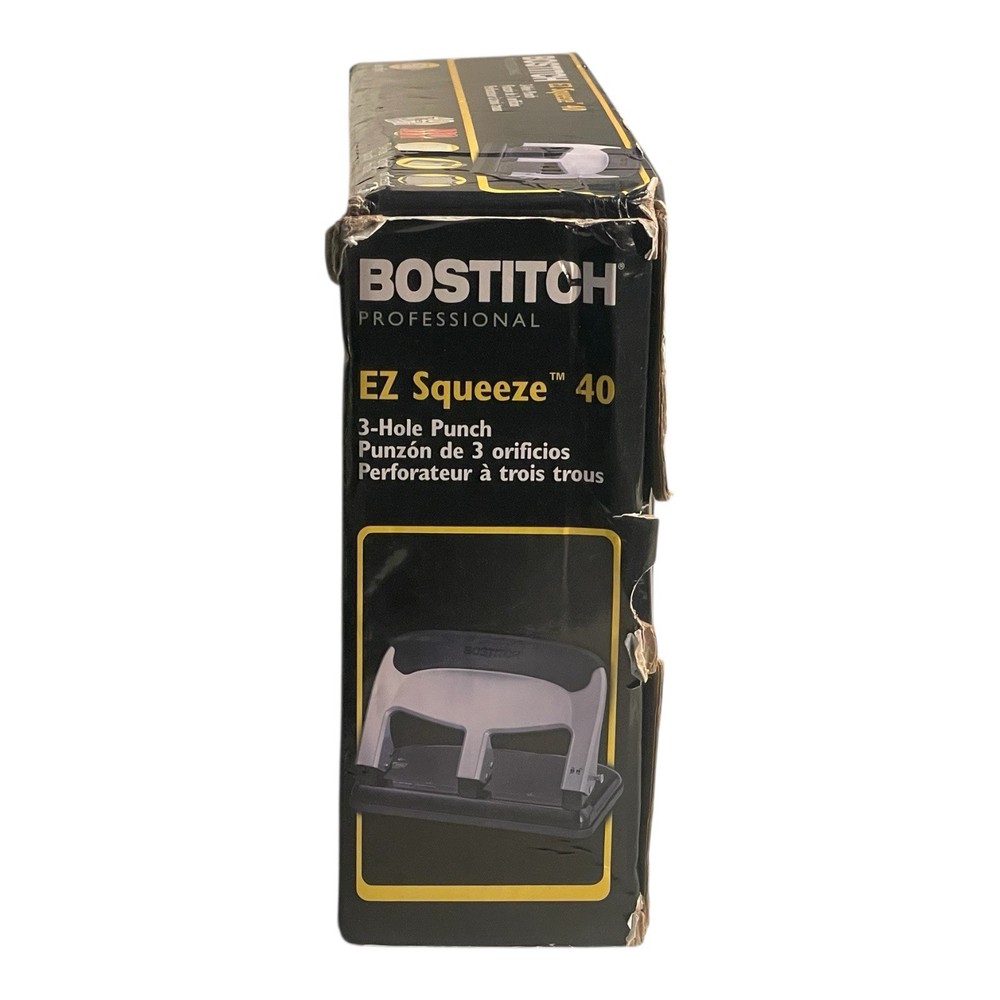 Bostitch HP40 EZ Squeeze 40 Sheet 3 Hole Punch - Silver/Black