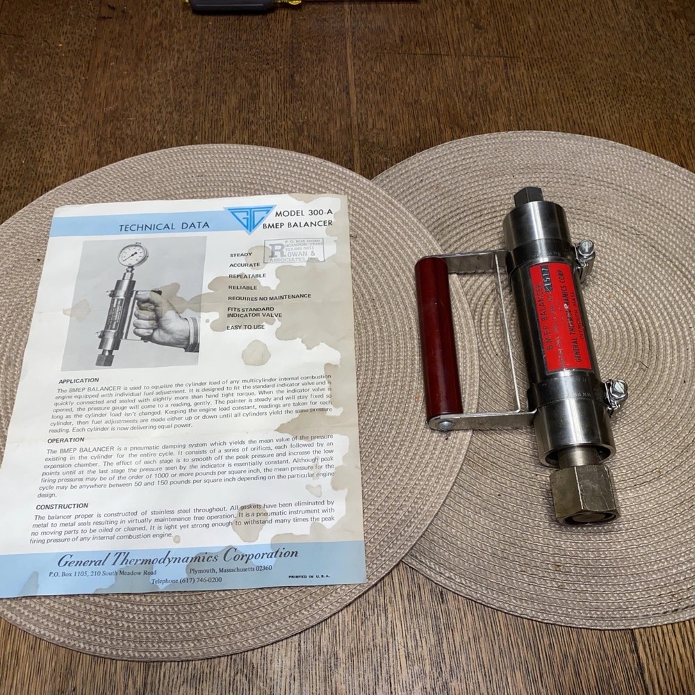General Thermodynamics Corp. BMEP BALANCER #300-A