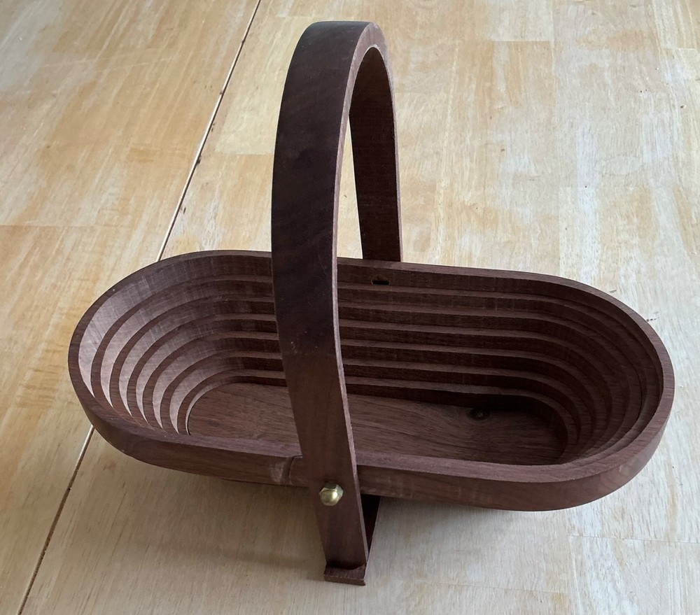 Deep Spring Collapsible Wooden Basket Signed