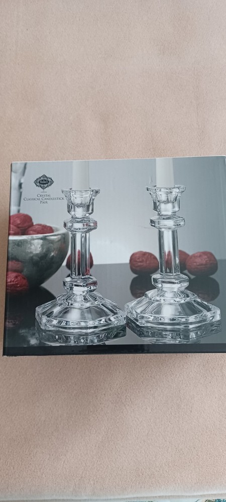 SHANNON BY GODINGER CRYSTAL CLASSICAL CANDLESTICK PAIR