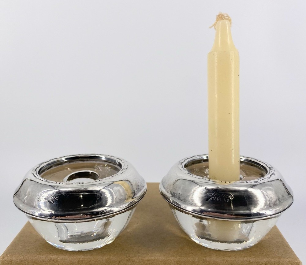 2 Amston Sterling Silver Crystal Cigarette Table Lighter HOLDER Candle Beaded