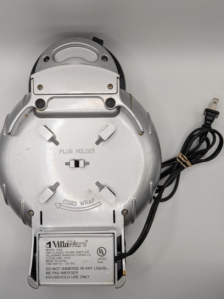 Villaware Waffle Tone Belgian Waffle Maker Baker Model 2004 TESTED