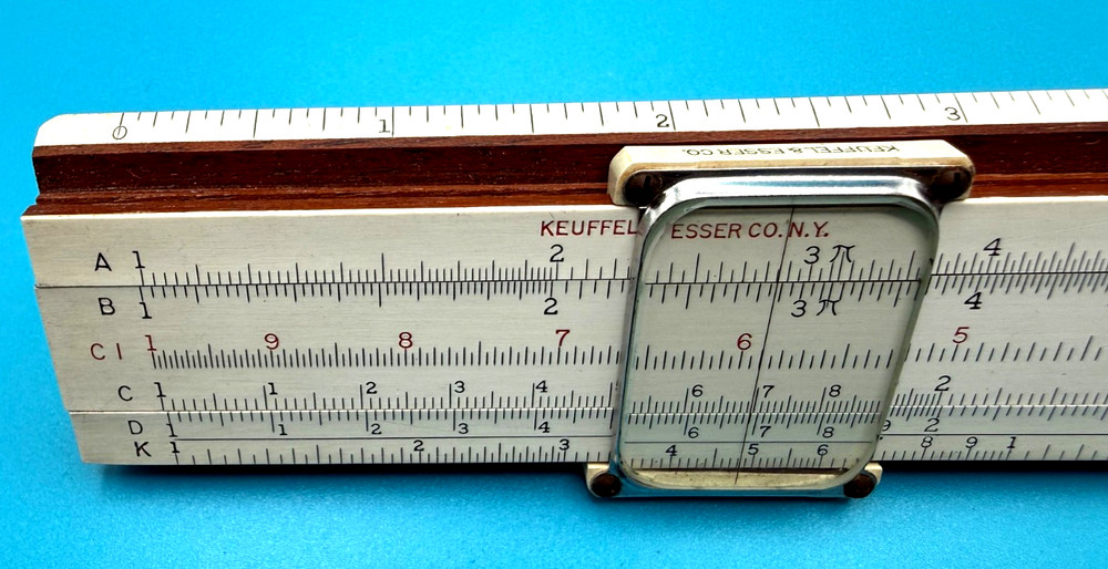 K&E N4053-3 Polyphase Slide Rule, Black Case, Original Box