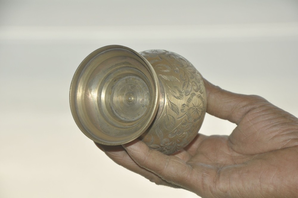 Vintage Brass Inlay Engraved Solid Handcrafted Rose Water Bottle